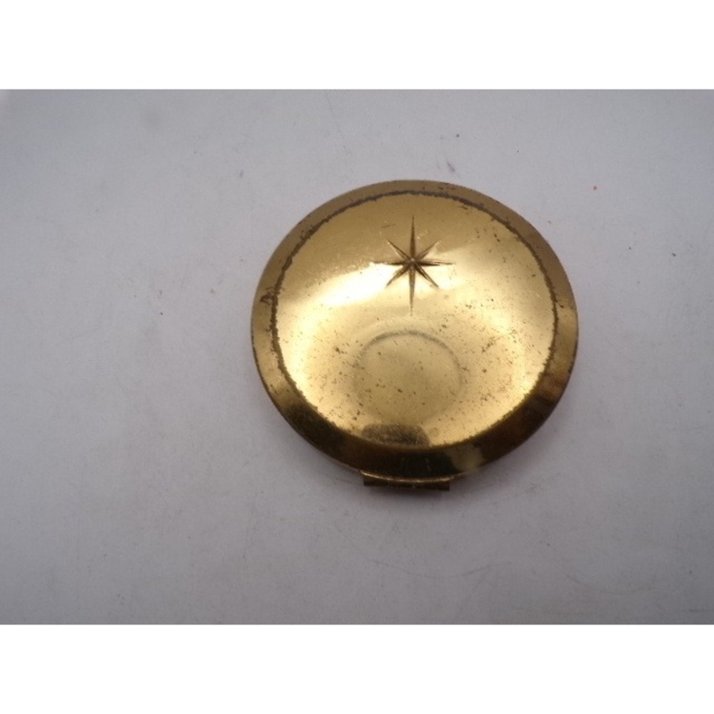 Vintage Max Factor Hollywood‎ Creme Puff Gold Tone Starburst Powder Compact USA